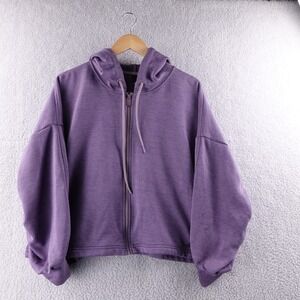 Adidas Womens Purple Full Zip Hoodie Athletic Casual Comfort Style XL Stretch